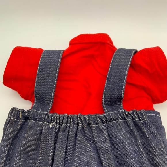 Vintage 1983 Cabbage Patch Kids Retro Denim Overalls with Red Shirt Outfit - Picture 9 of 16